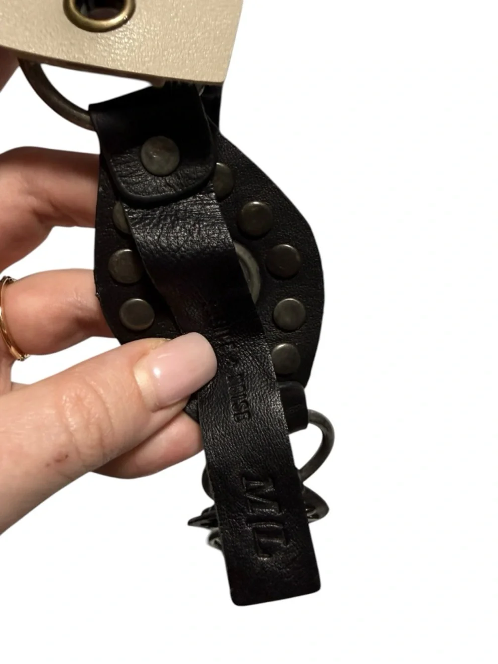 Urban Outfitters studded Black Eyelet Lace-Up Belt Sheep Leather sz M/L Western